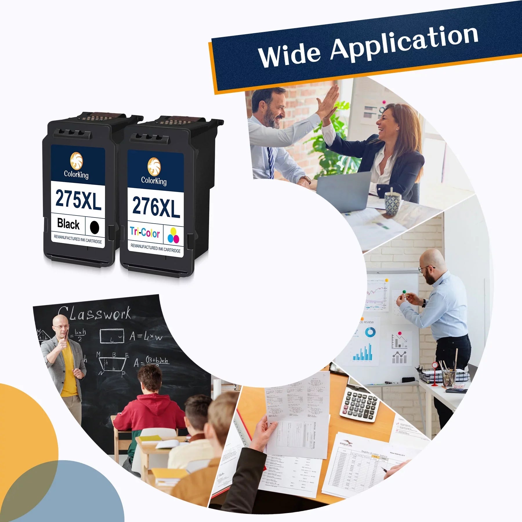 275XL 276XL Ink Cartridge Replacement for Canon PG-275 CL-276 275 276 Combo XL Compatible with Canon PIXMA TSize3520 TSize3522 TSize3500 TR4720 TR4722 TR4700 Printer(2 Black, 1 Color)