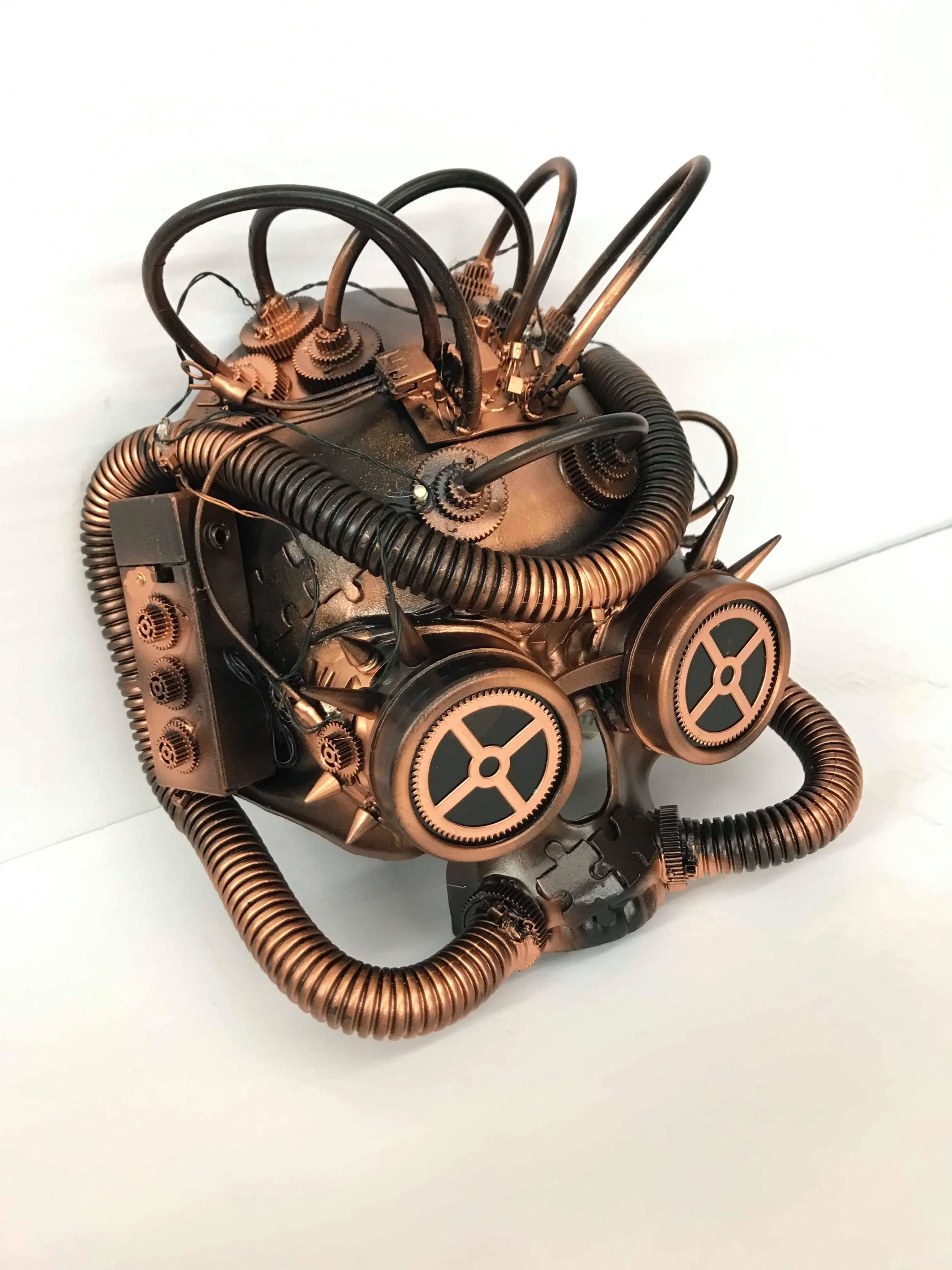 Sizeteampunk LED Light-Up Sizekull Mask Goggles Copper Metallic Masquerade Adult Post