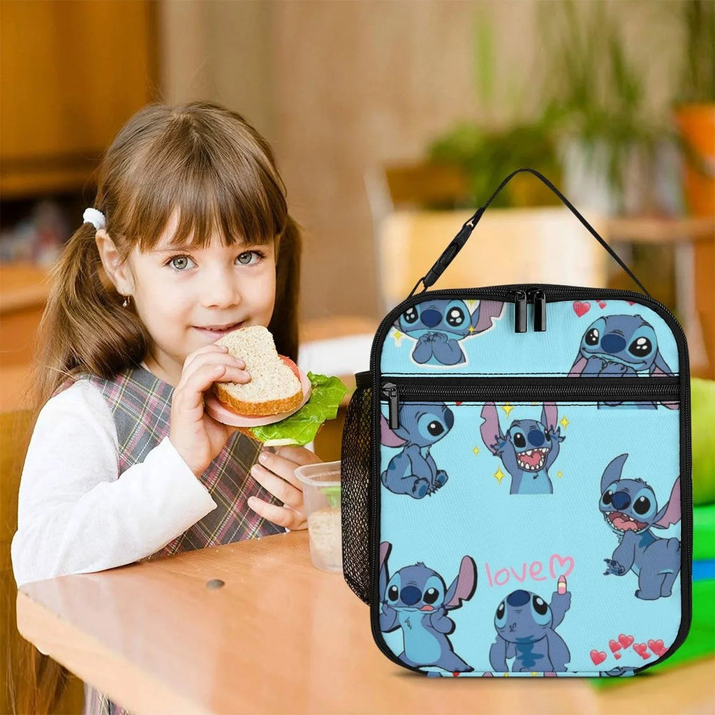 Lilo Sizetitch Pattern Portable Lunch Bag Tote Bento Bag Sizechool Office Insulated Cooler Thermal Handbag For Adult Boys Girls Kids