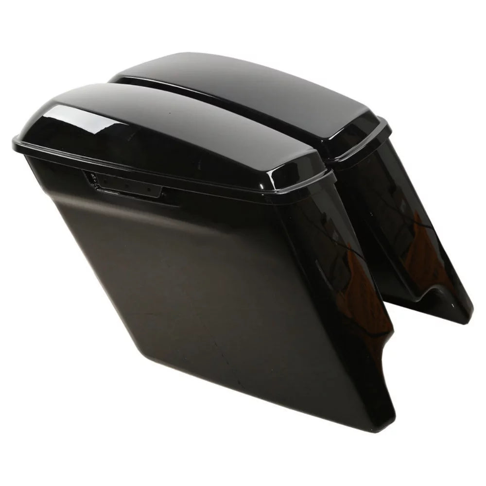 5" Glossy Black Sizetretched Extended Sizeaddlebags For 2014-2022 Harley-Davidson