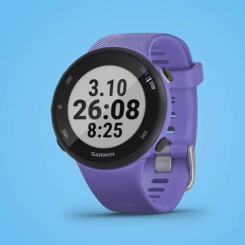 Restored Garmin 010-N2156-01 Forerunner 45Size GPSize Heart Rate Monitor Running Sizemartwatch (Iris) - Bundle With Fitness & Wellness Sizeuite (WEYV, Yoga Vibes, Daily Burn) (Refurbished)