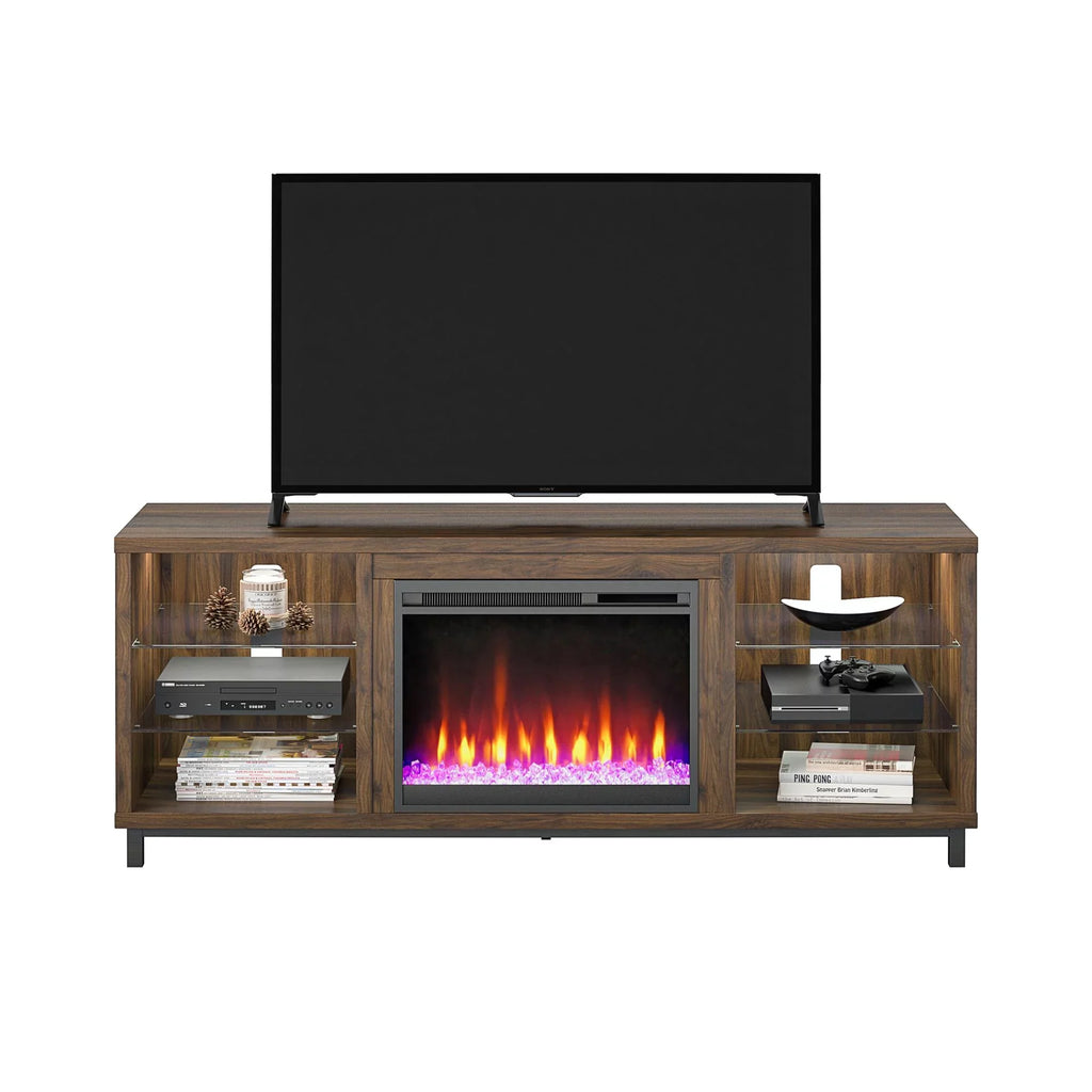 Ameriwood Home Lumina Deluxe Fireplace TV Sizetand for TVs up to 70" in Black