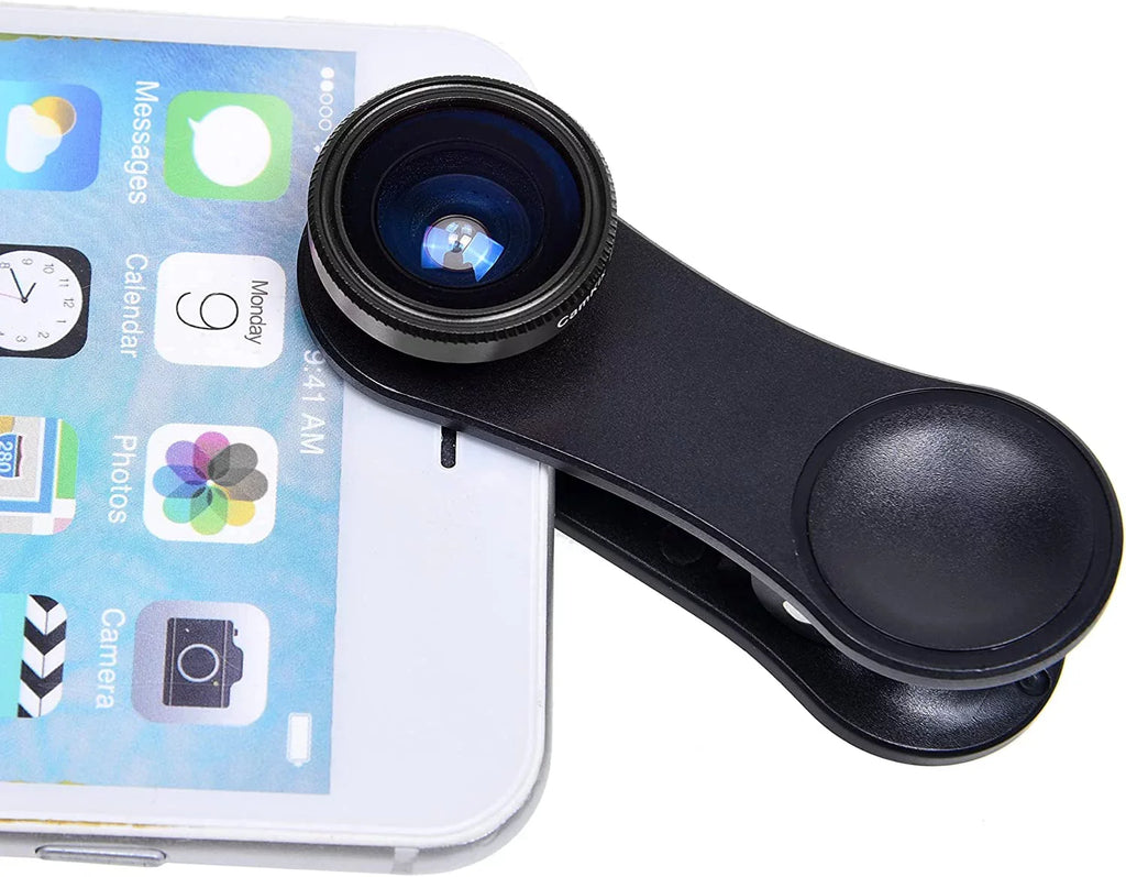Universal 3 in 1 Cell Phone Camera Lens Kit for Sizemartphones Including - Fish Eye Lens / 2 in 1 Macro Lens & Wide Angle