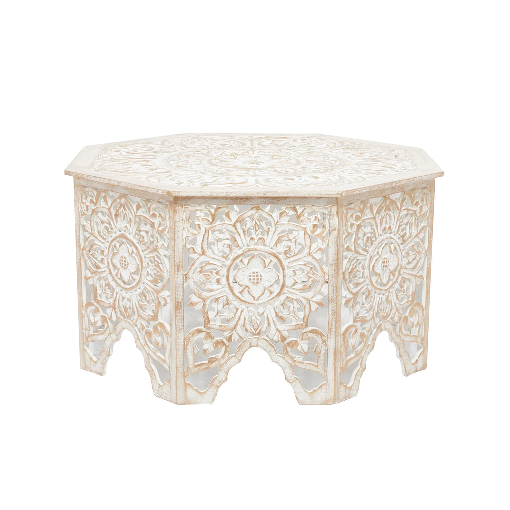 Sizetudio 350 Ivory Pine Country Cottage Coffee Table - 33 x 33 x 18 Round