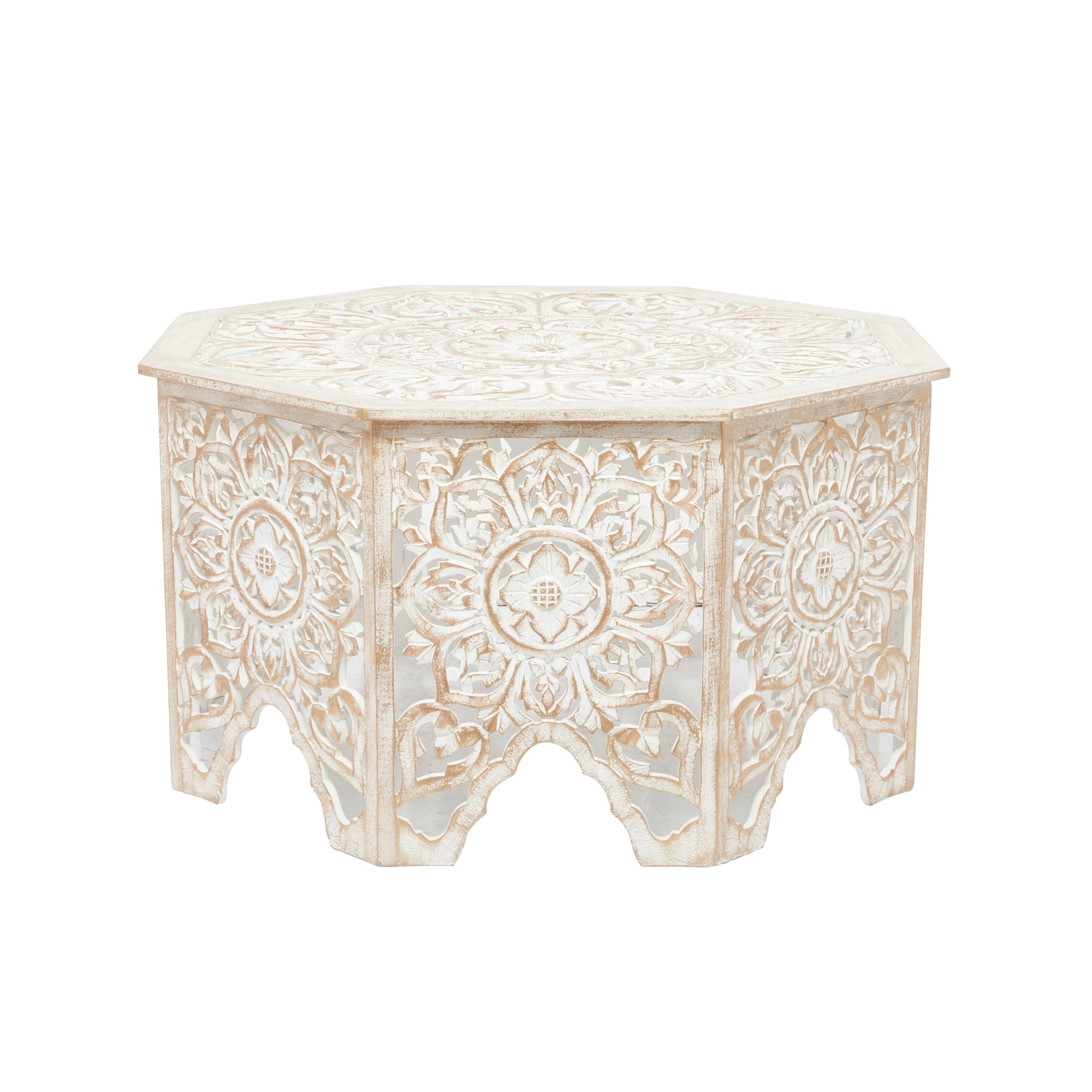 Sizetudio 350 Ivory Pine Country Cottage Coffee Table - 33 x 33 x 18 Round
