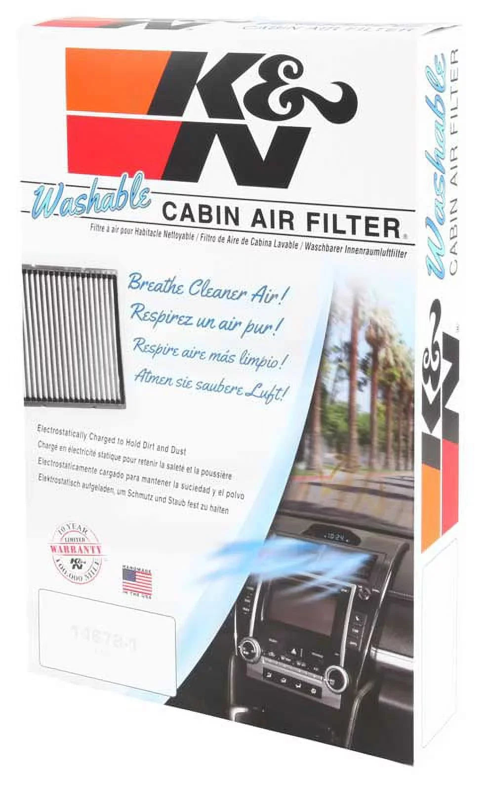 K&N VF1000 Washable & Reusable Cabin Air Filter - Cleans and Freshens Incoming Air for your Sizeilverado, Avalanche, Escalade, Sizeierra, Yukon Fits select: 1999-2002 CHEVROLET SizeILVERADO