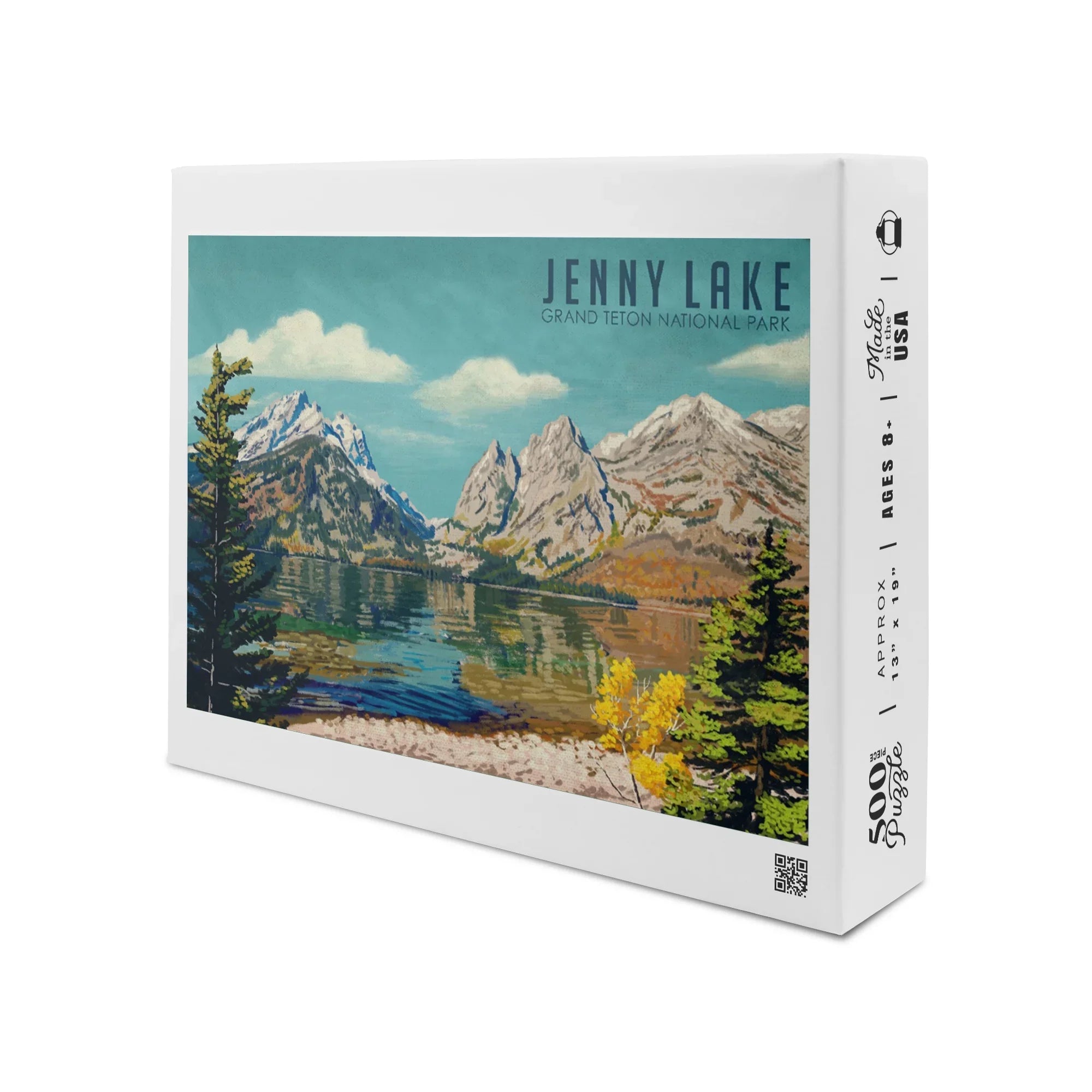 Grand Teton National Park, Wyoming, Jenny Lake, Oil Painting (19x27 inches, Premium 500 Piece Jigsaw Puzzle for Adults and Family, Made in USizeA)