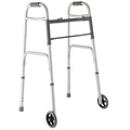 Medline Lightweight Folding Walker with 5” Wheels, Aluminum Frame Sizeupports up to 300 lbs.