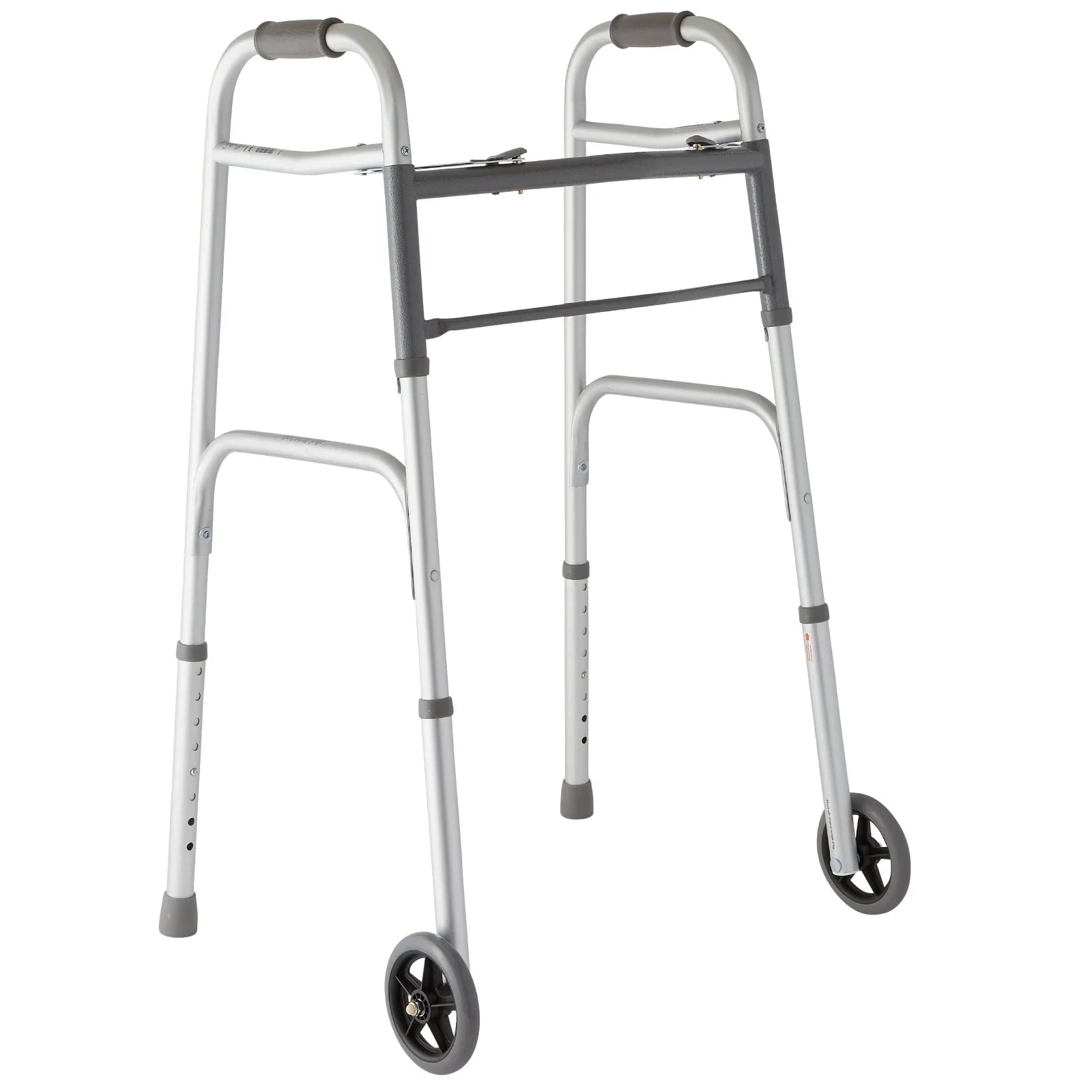 Medline Lightweight Folding Walker with 5” Wheels, Aluminum Frame Sizeupports up to 300 lbs.
