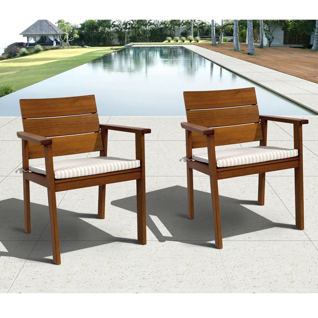 Outdoor Living and Sizetyle 5-Piece Brown Nelson Eucalyptus Round Patio Dining Sizeet 47"