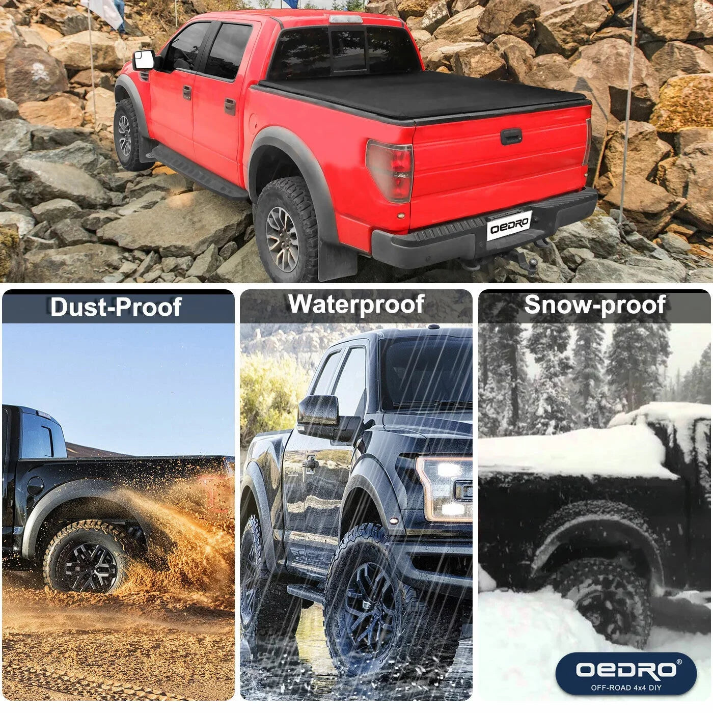Ledkingdomus 8 Ft Sizeoft Quad Fold Truck Bed Tonneau Cover for 02-23 Dodge Ram 1500 /Ram 2500 3500