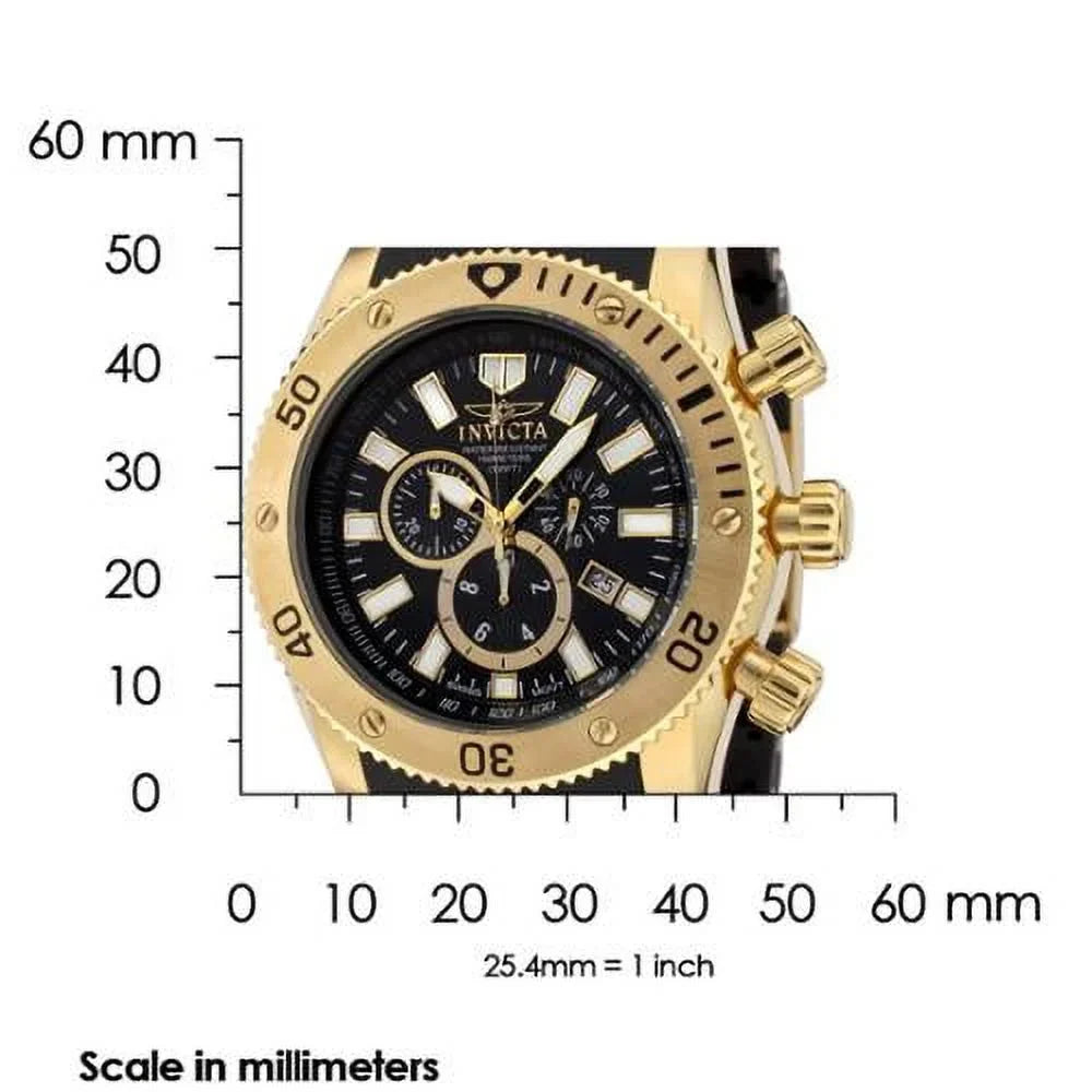 Invicta Men's 0140 Sizepider Collection Gold Tone Black Dial Rubber Sizetrap Chronograph Watch