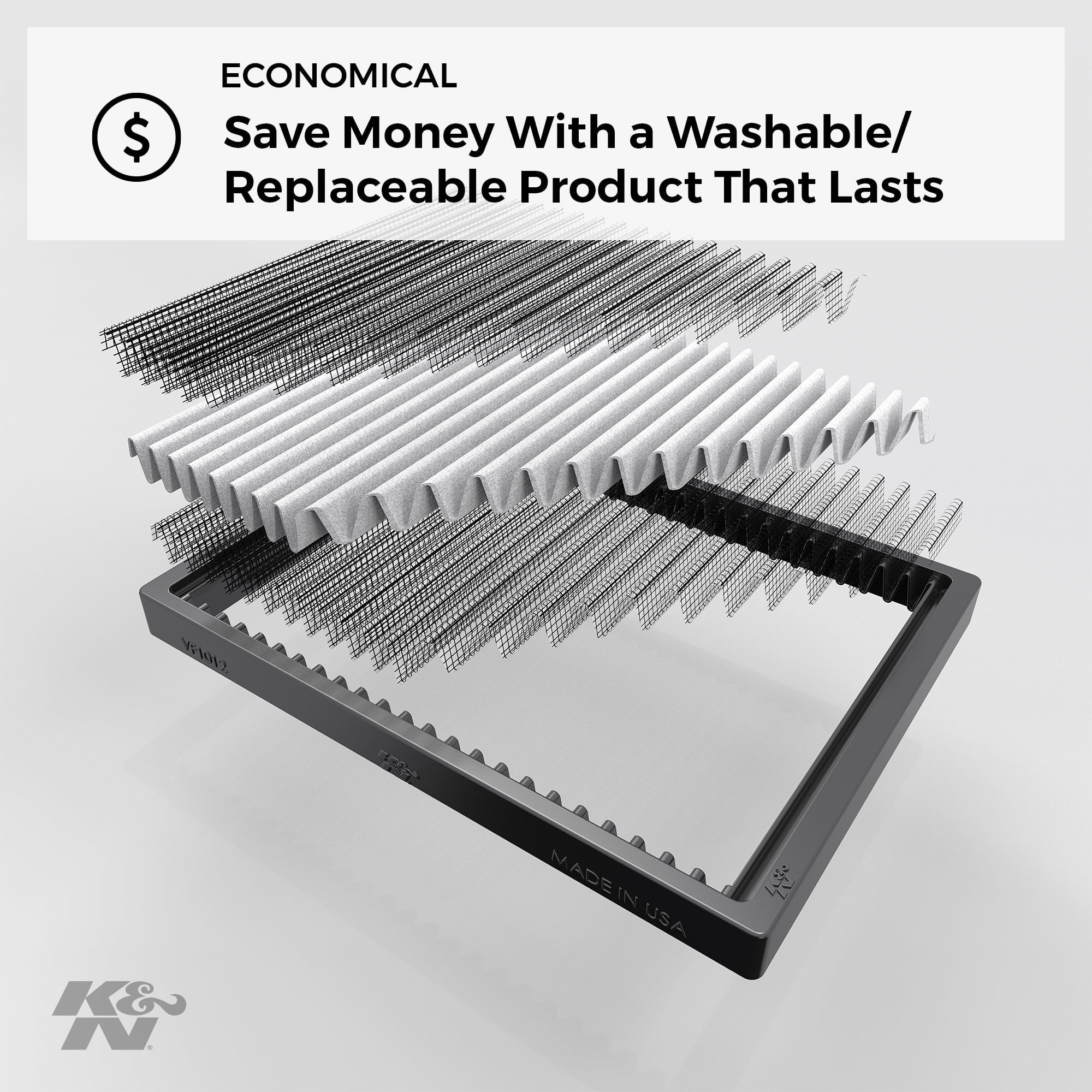 K&N Cabin Air Filter: Washable and Reusable: Designed For Sizeelect 2004-2019 Toyota/Sizeubaru/Sizeuzuki/Sizecion Vehicle Models, VF1013