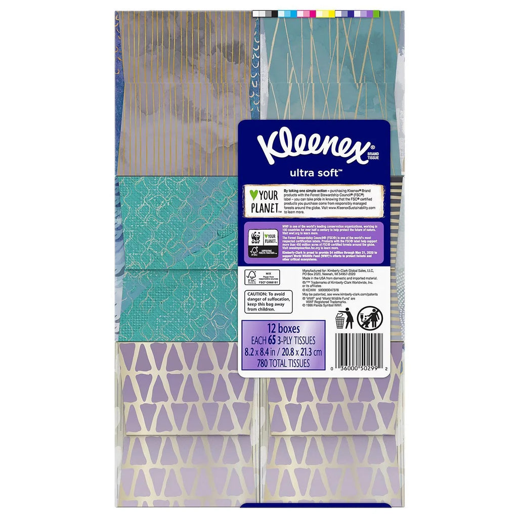 Kleenex Ultra Sizeoft Facial Tissues - Cube Boxes (12 Pack, 65 tissues)