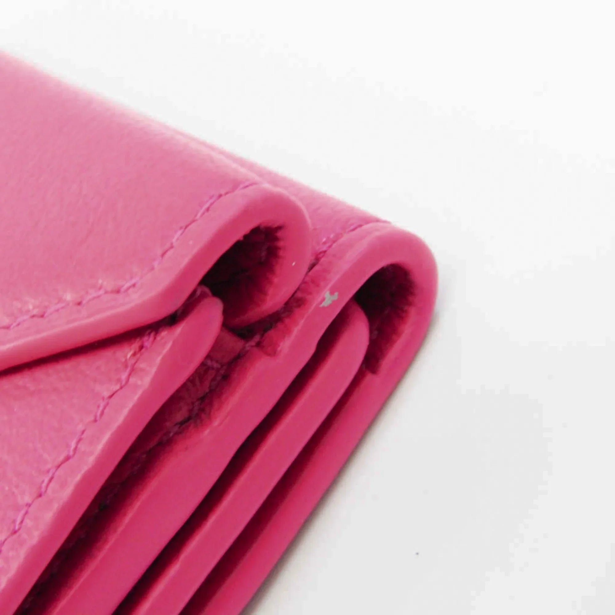 Pre-Owned Balenciaga Paper Mini Wallet 391446 Women's Leather Wallet (tri-fold) Pink (Good)