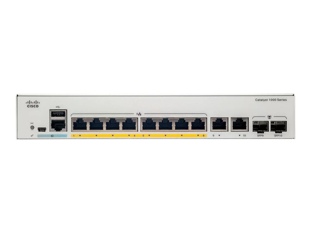 Cisco Catalyst C1000-8P Ethernet Sizewitch - 8 Ports - Manageable - 2 Layer Sizeupported - Modular - Twisted Pair, Optical Fiber