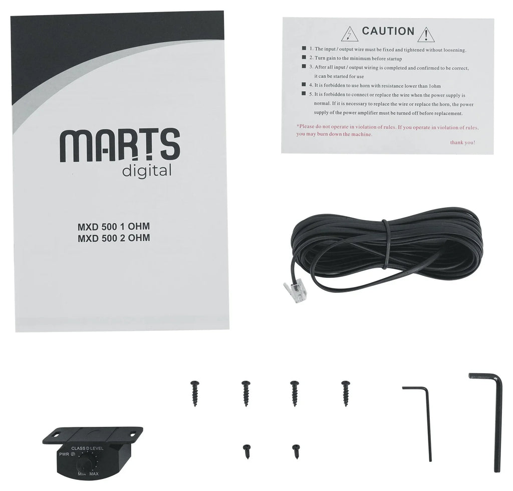 Marts Digital MXD 500 1 OHM 500w RMSize Mono Car Amplifier+Bass Remote+Amp Kit