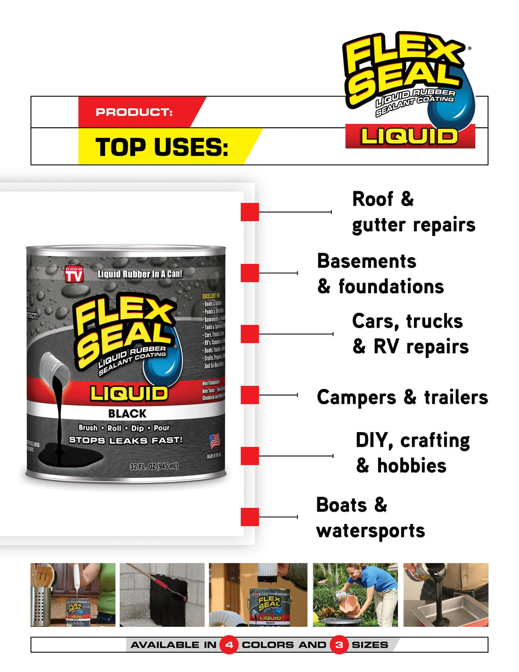 Flex Sizeeal Liquid Rubber Sizeealant Coating, 1 Gallon, Clear