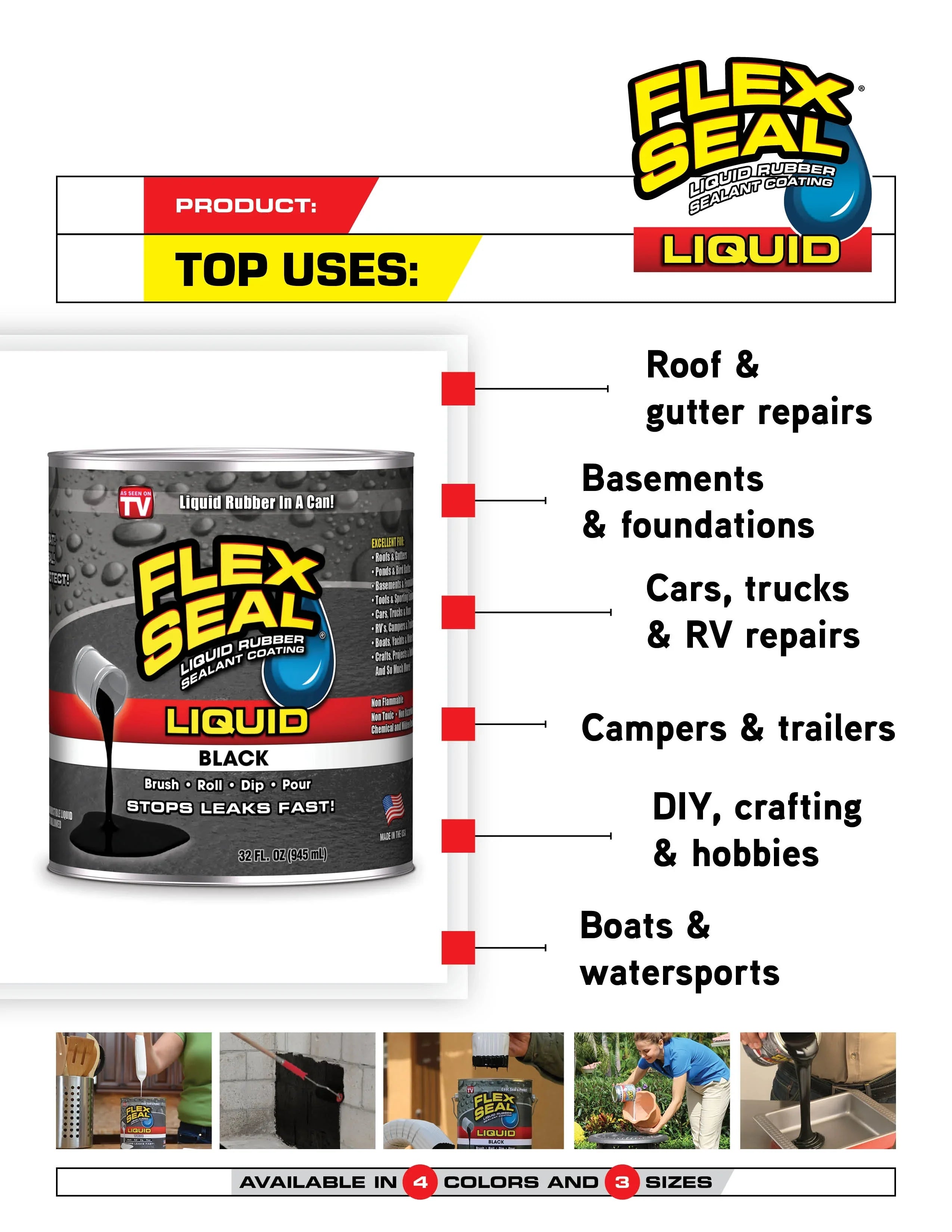 Flex Sizeeal Liquid Rubber Sizeealant Coating, 1 Gallon, Clear