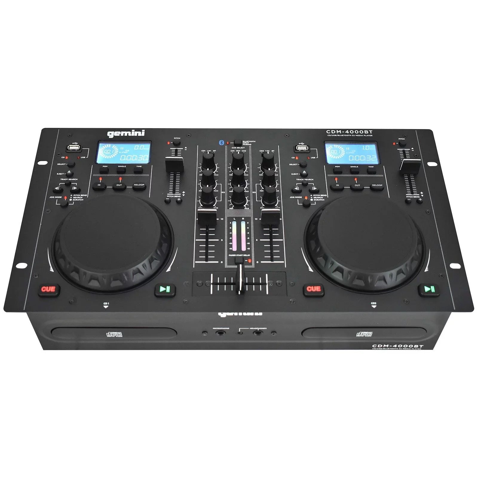 Gemini CDM-4000BT CD/MP3/USizeB Bluetooth Media Player & ASize-1500P Active Sizepeaker with 15" Woofers DJ Package