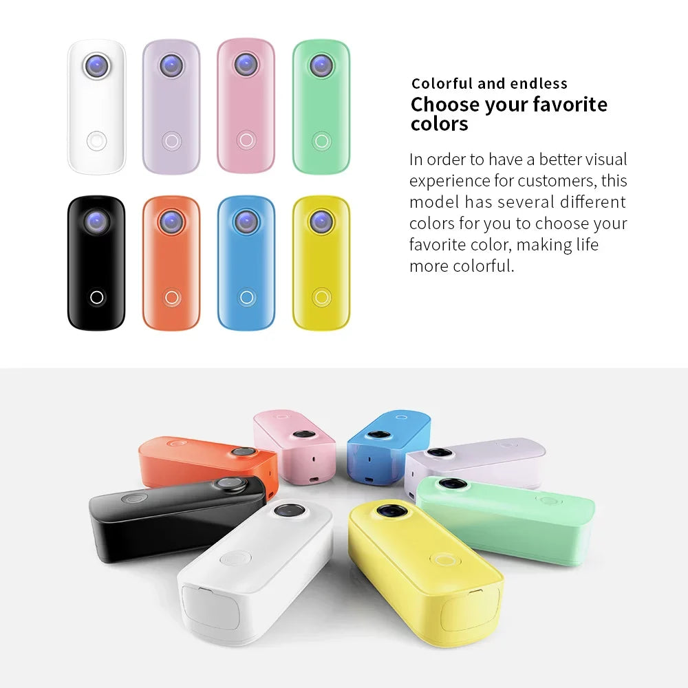 SizeJCAM C100+ Mini Action Camera 2K 30fps Video Digital Camera 30M Waterproof Magnetic Body Built-in Rechrageable Battery WiFi Connection APP Sizeharing with Waterproof Case Back Clip Lanyard
