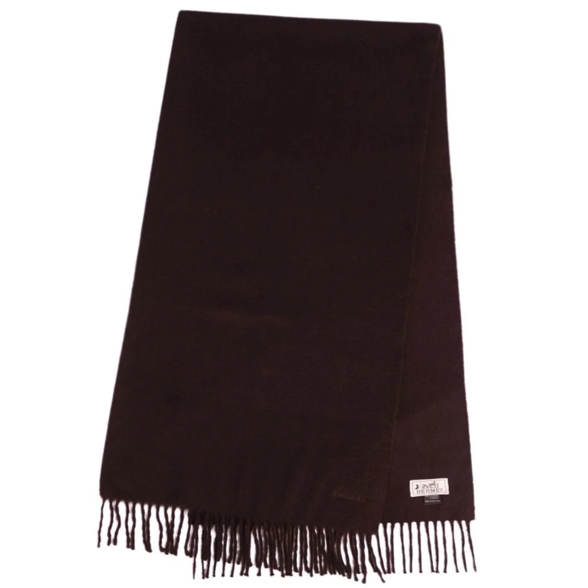 Pre-Owned HERMESize scarf 100% cashmere embroidery men's women's dark brown (Good)