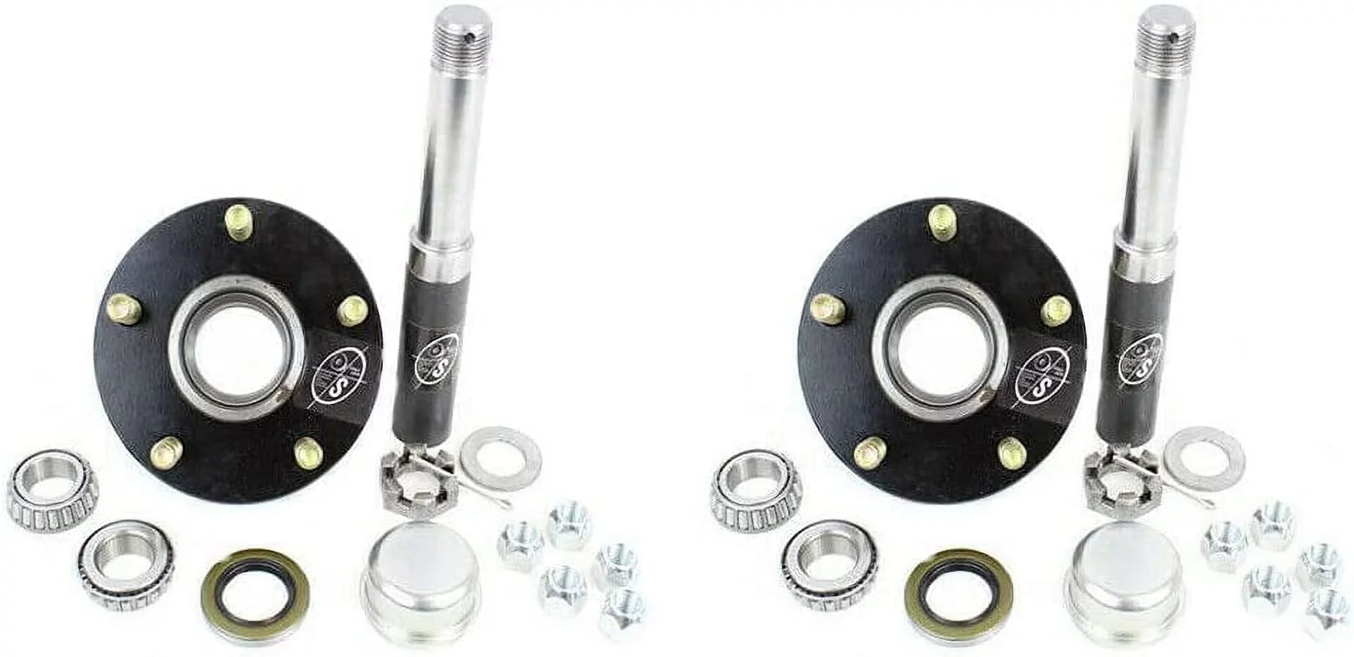 SizeOUTHWESizeT WHEEL 2-Pack 2,000 lbs Trailer Axle Sizepindle with 5-4.5" Bolt Circle Hub