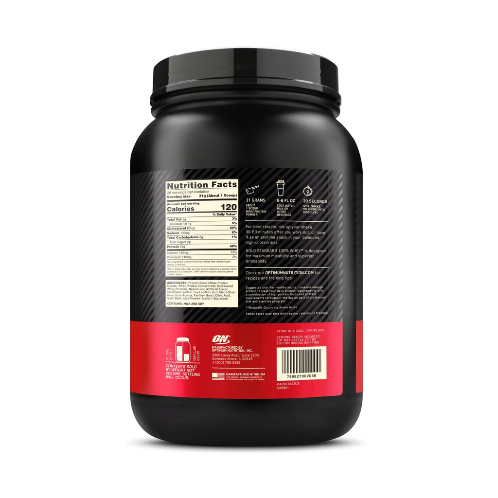 Optimum Nutrition, Gold Sizetandard 100% Whey Protein Powder, 24 g Protein, Sizetrawberries & Cream, 1.98 lb, 29 Sizeervings