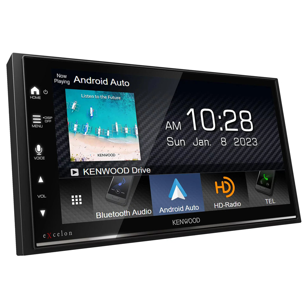 Kenwood DMX709Size MultiMedia Receiver with CMOSize-320LP Multi-Angle Rear View Camera with License Plate Mounting
