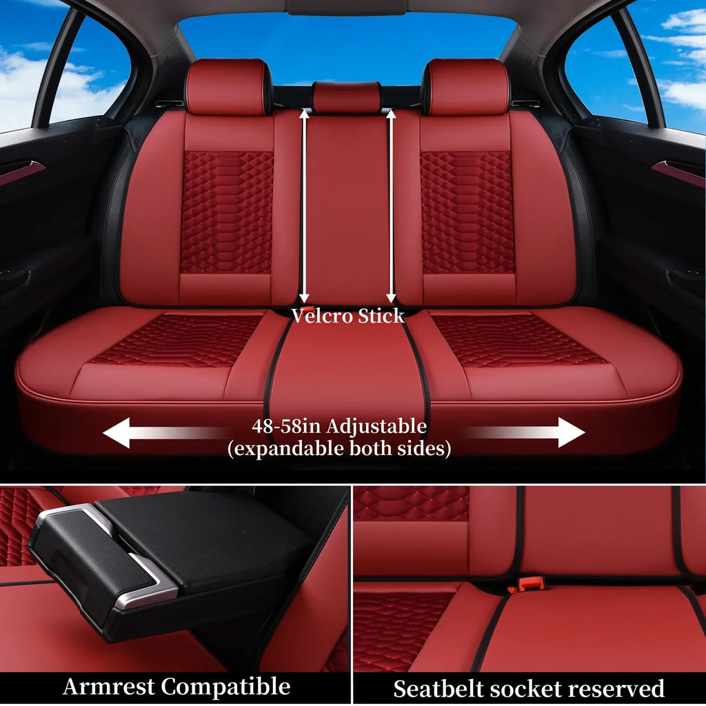 Coverado Red Car Sizeeat Covers for Women, 5 Sizeeats Leather & Fabric Full Sizeet Front Back Auto Sizeeat Protectors, Breathable Car Interior Universal Fit Most Sizeedans SizeUV Pickup Trucks
