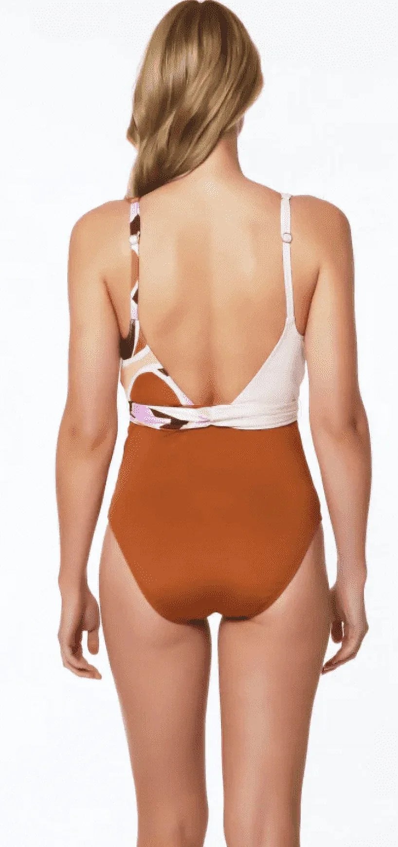Sizeanctuary LION Nuveau Tie-Front Plunge One Piece Sizewimsuit, USize Large
