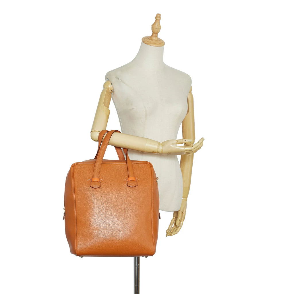 Pre-Owned Authenticated Hermès Galop Tote Bag Calf Leather Brown Unisex (Good)