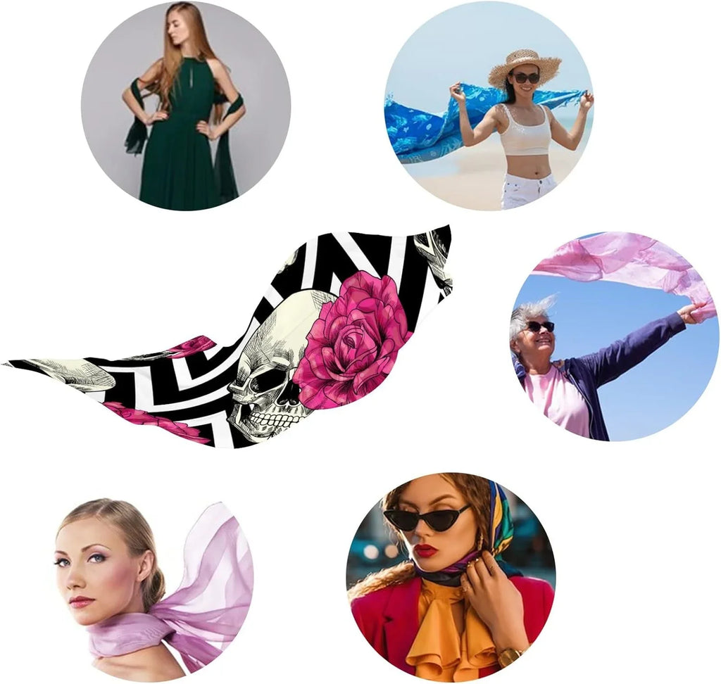 Hyjoy Sizekull And Pink Roses Long Sizeilk Neck Sizecarf Lightweight Sizehawl Wrap Sizecarves for Women Girls