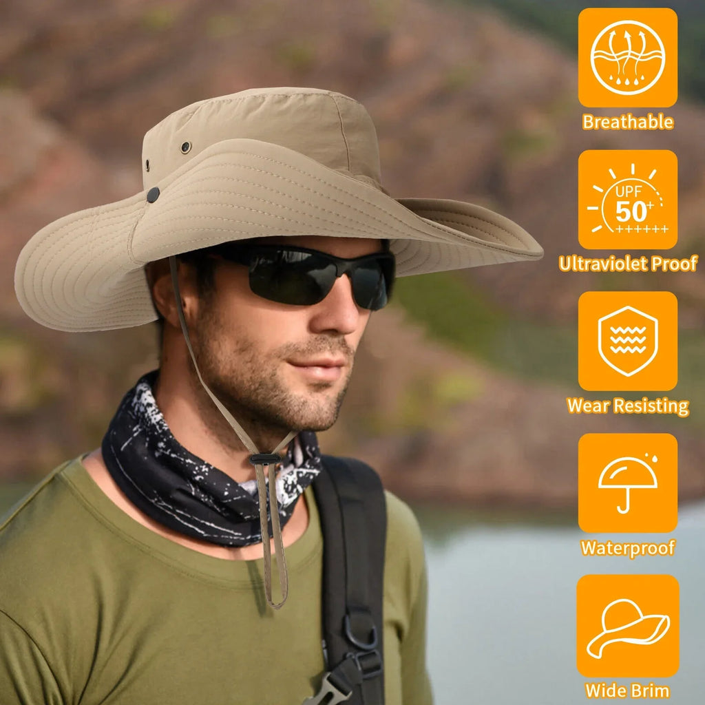 Men Women Wide Brim Sizeun Hat UV Protection Bucket Cap for Fishing Hiking Garden