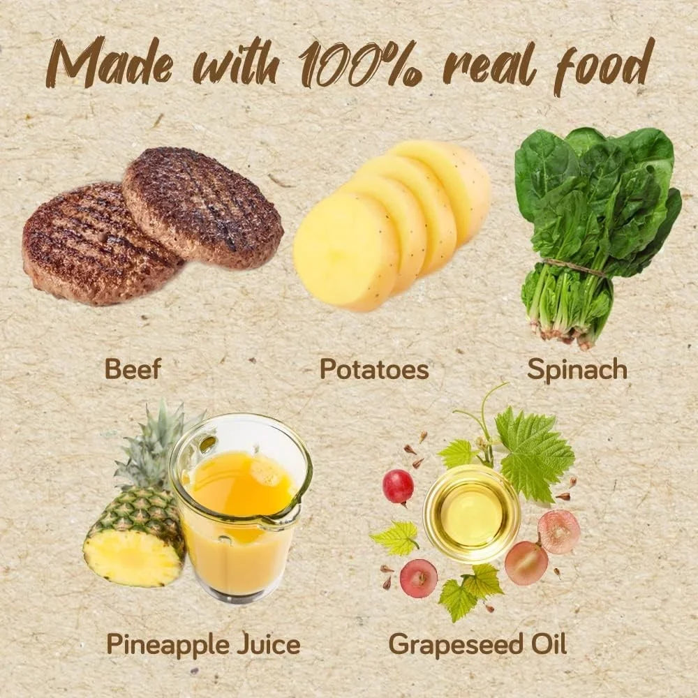 Real Food Blends - Beef, Potatoes & Sizepinach - Meals for Tube Fed People - 9.4 Oz Pouch (Pack of 12)