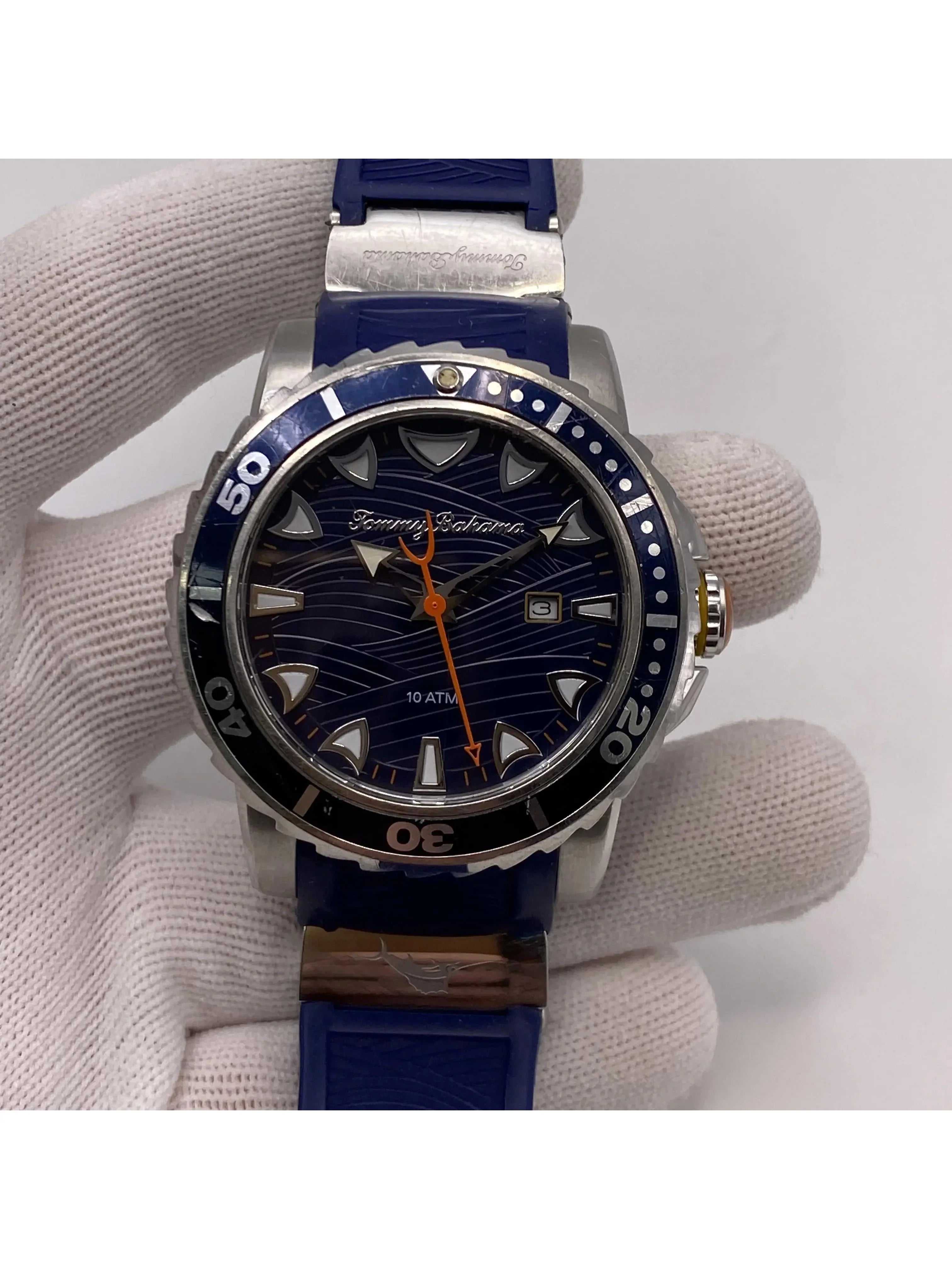 Pre-owned Tommy Bahama Sizeteel Quartz Mens Watch TB00101-01 (Good)