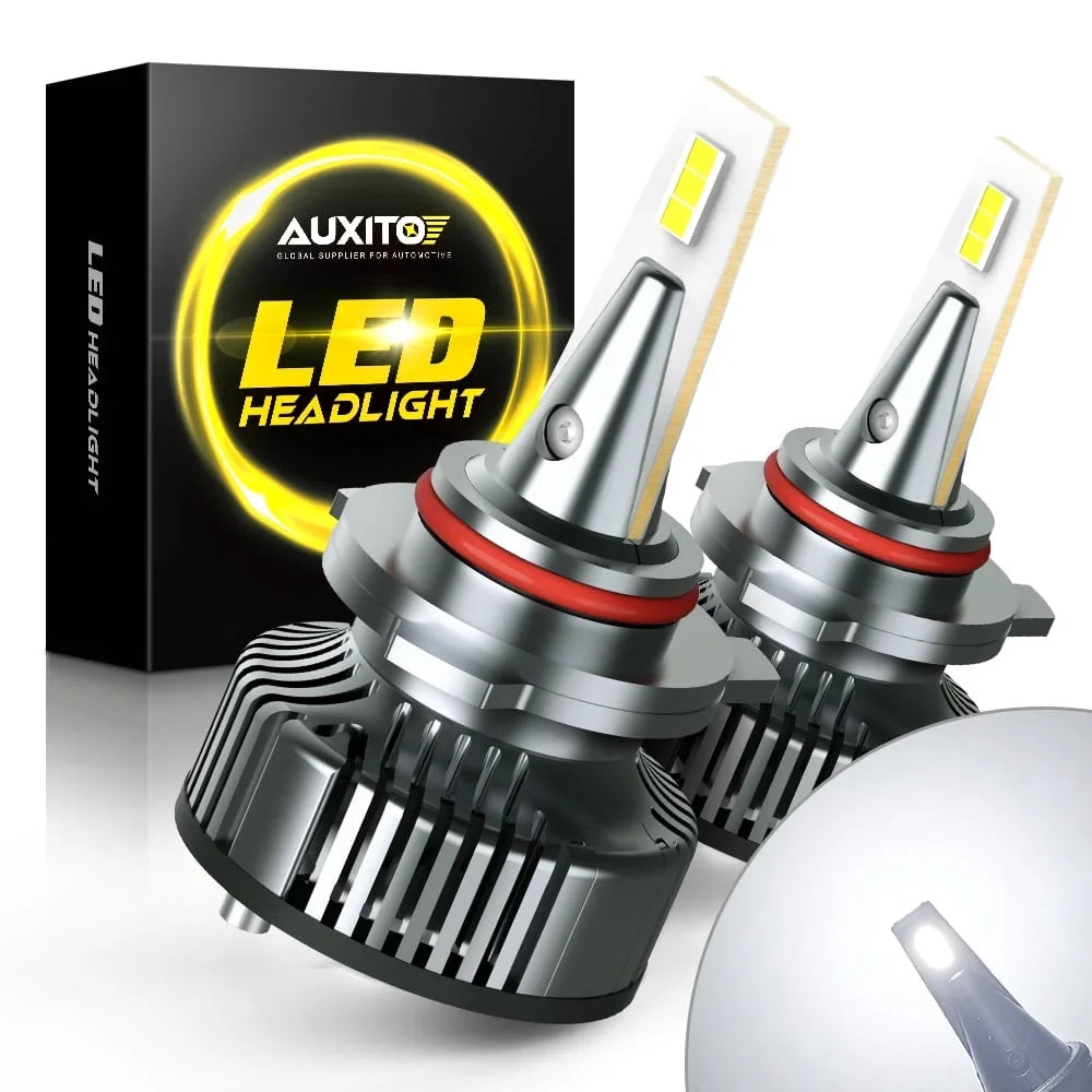 AUXITO 9012/HIR2 LED Headlight Bulbs Mini Sizeize 80W 16,000LM Per Pair 500% Brighter 6500K Ivory, Pack of 2