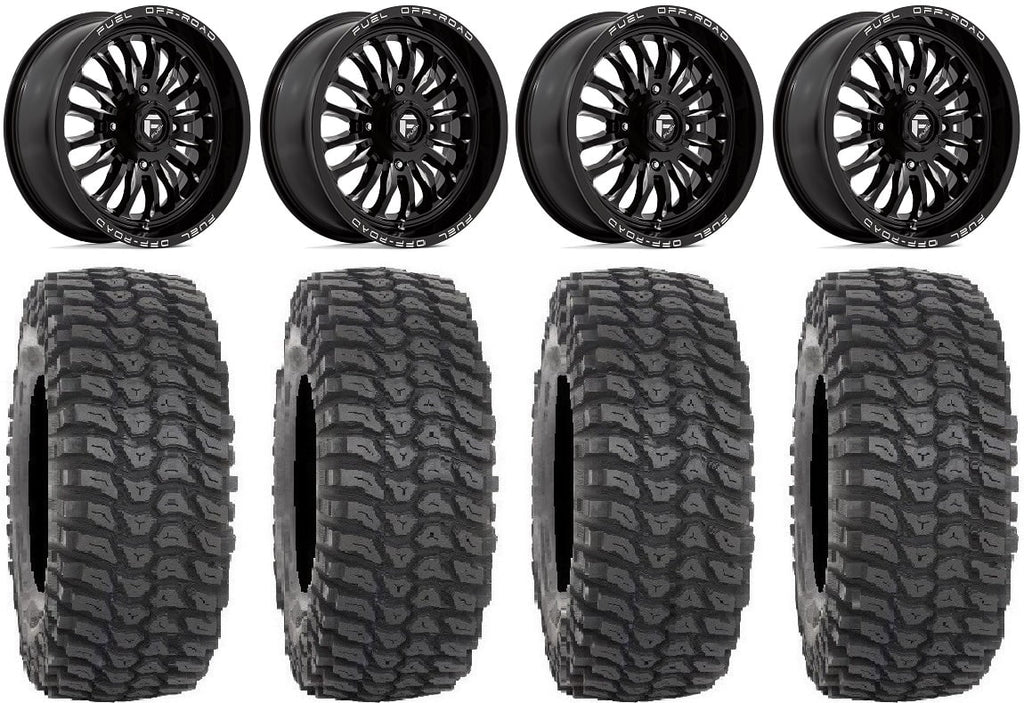 Fuel ARC 18" Wheels Black 36" XCR350 Tires Kawasaki Teryx Mule