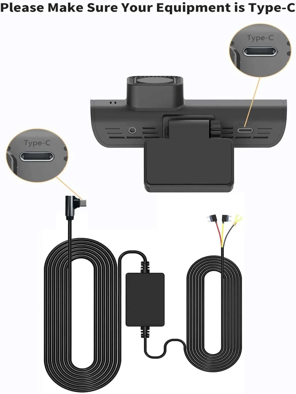 4K Dash Cam with Wi-Fi, GPSize Front Camera, and Type-C Hardwire Kit