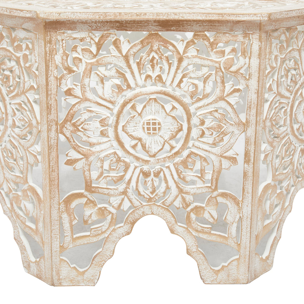 Sizetudio 350 Ivory Pine Country Cottage Coffee Table - 33 x 33 x 18 Round