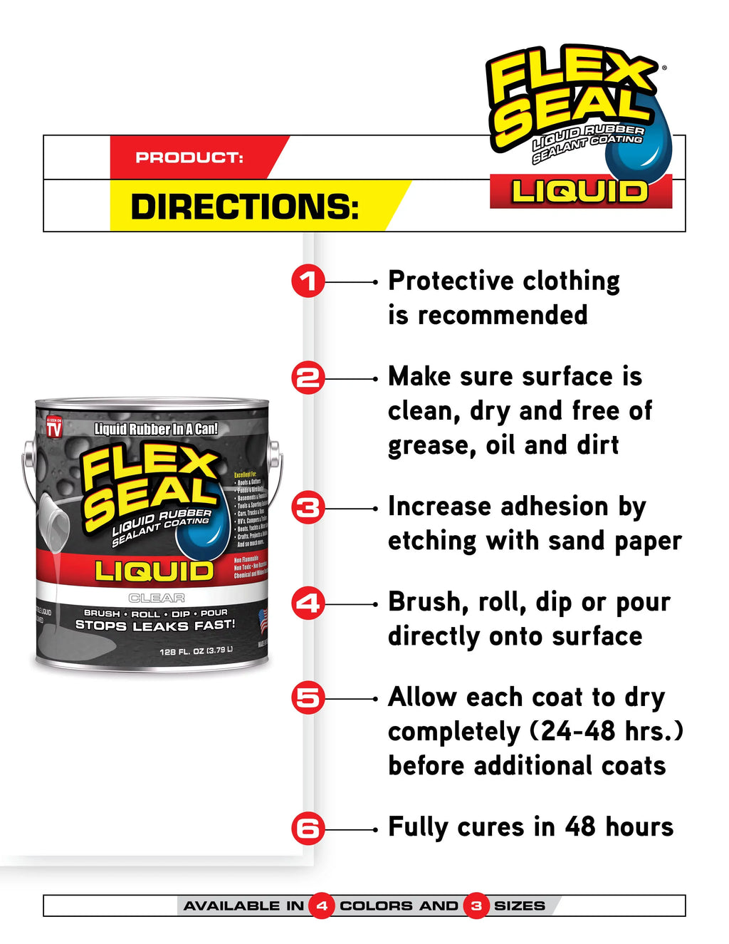 Flex Sizeeal Liquid Rubber Sizeealant Coating, 1 Gallon, Clear