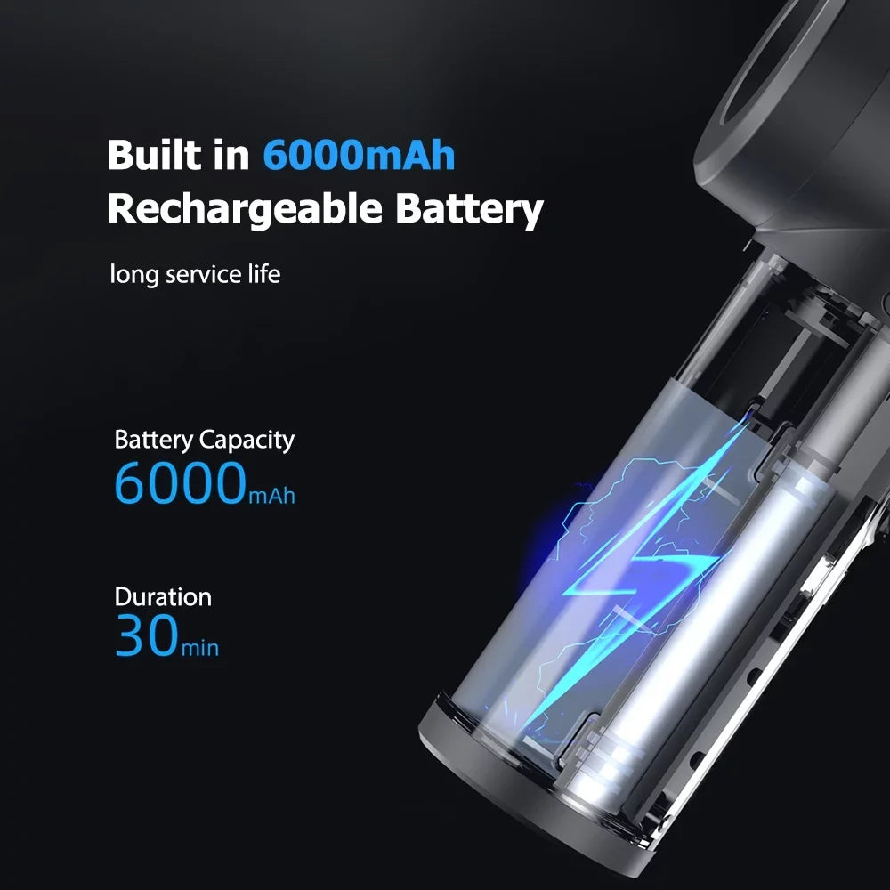 Compressed Air Duster, 50000RPM Electric Portable Air Blower with LED Light, 6000mAh Rechargeable Cordless Air Duster for Computer Keyboard Fast Charge