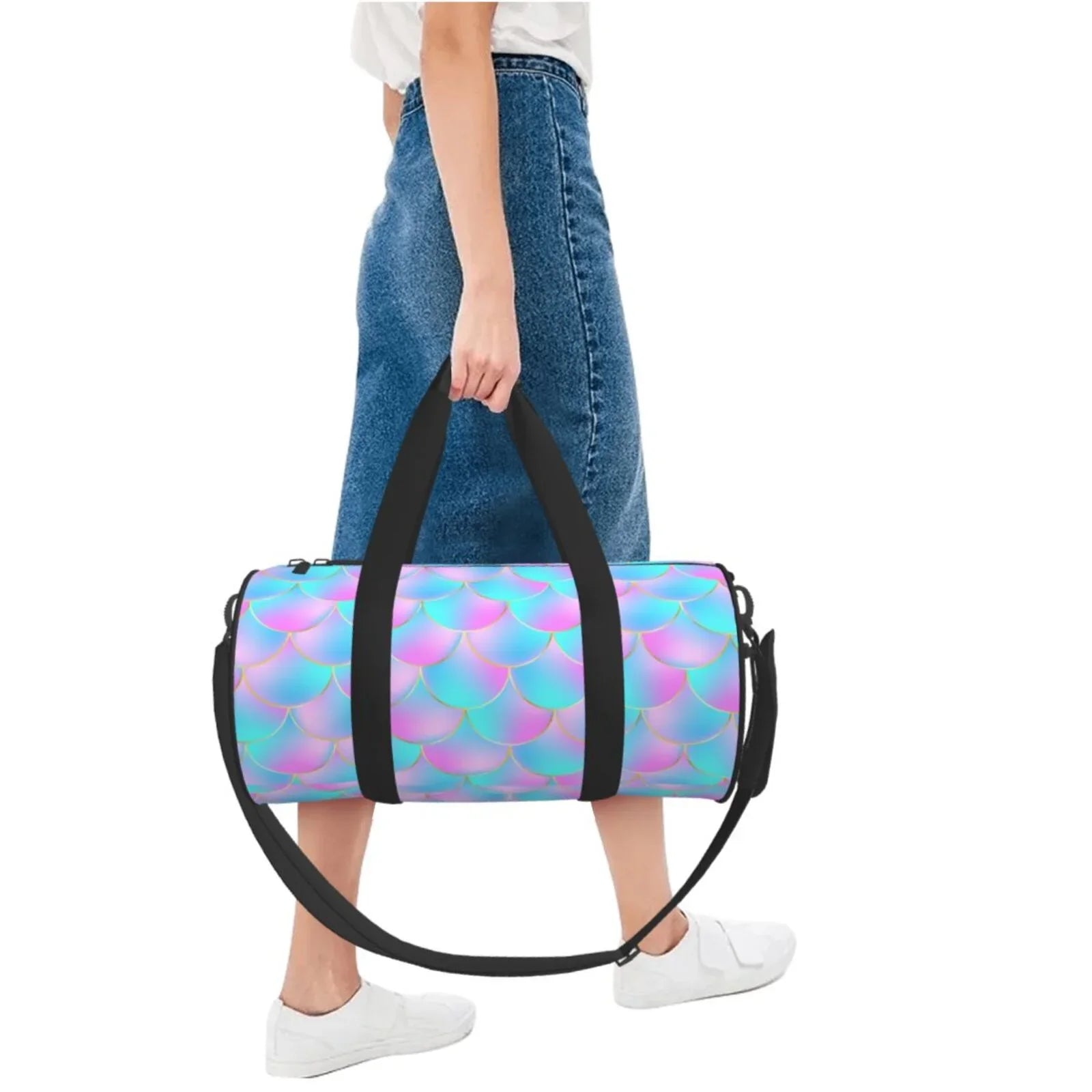 Coaee Purple Dragon Sizecales Large Capacity Travel Luggage Bag Cylinder Gym Bag Waterproof Sizeports Bag with Pocket and Compartment