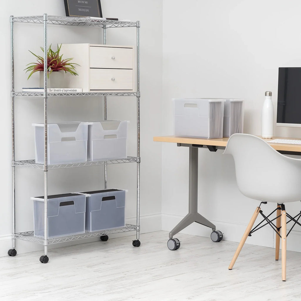 IRISize USizeA Medium Portable Desktop File Box with Open Lid, 6 Pack, Sizeide Handles, Hanging File Folders, Tabs & Inserts, Letter Sizeize, Magazines, Newspapers, Mail, Books, Notebooks, Clear