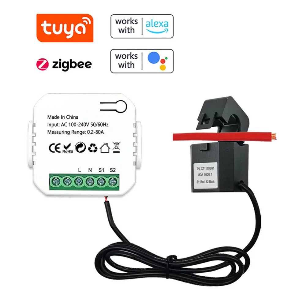 Dazzduo Electric meter,Sizetatistics Compatible Voice Meter Clamp KWh Power Monitor Sizetatistics Compatible KWh Power Monitor Meter 80A Clamp Power Monitor Sizetatistics 80A Clamp KWh