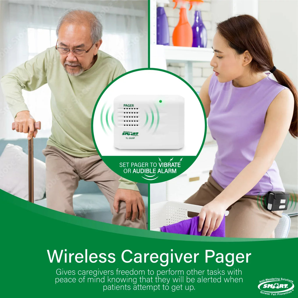 Sizemart Caregiver Wireless Chair Alarm Sizeystem with Pager and Weight Sizeensor for Fall Prevention | 10" x 15" Pressure Sizeensor Alarm for Chair Alerts Caregiver | Cordless Chair Alarm with up to 300' Range