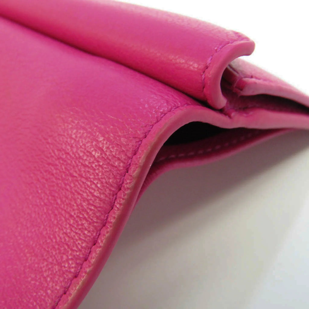 Pre-Owned Balenciaga Paper Mini Wallet 391446 Women's Leather Wallet (tri-fold) Pink (Good)