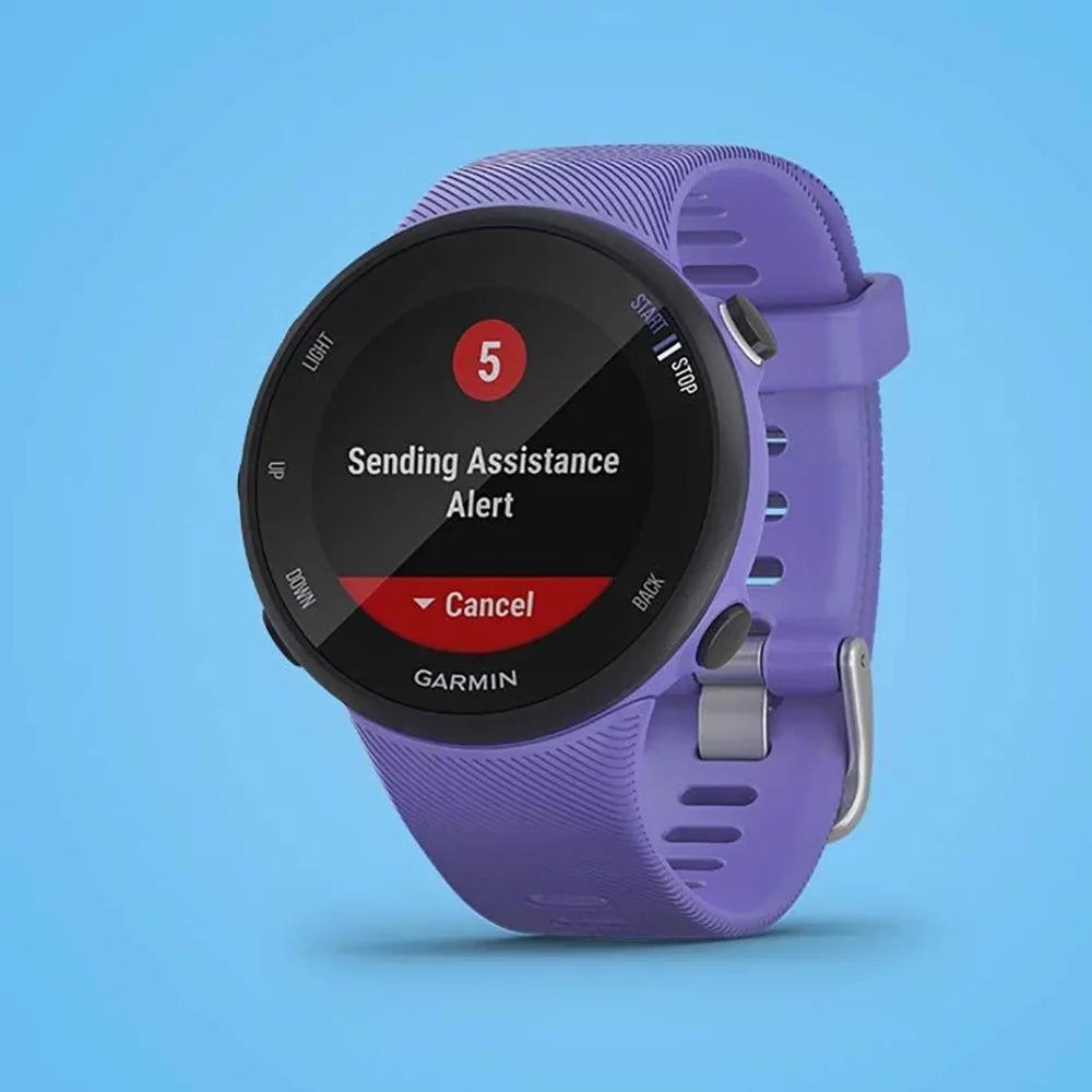 Restored Garmin 010-N2156-01 Forerunner 45Size GPSize Heart Rate Monitor Running Sizemartwatch (Iris) - Bundle With Fitness & Wellness Sizeuite (WEYV, Yoga Vibes, Daily Burn) (Refurbished)