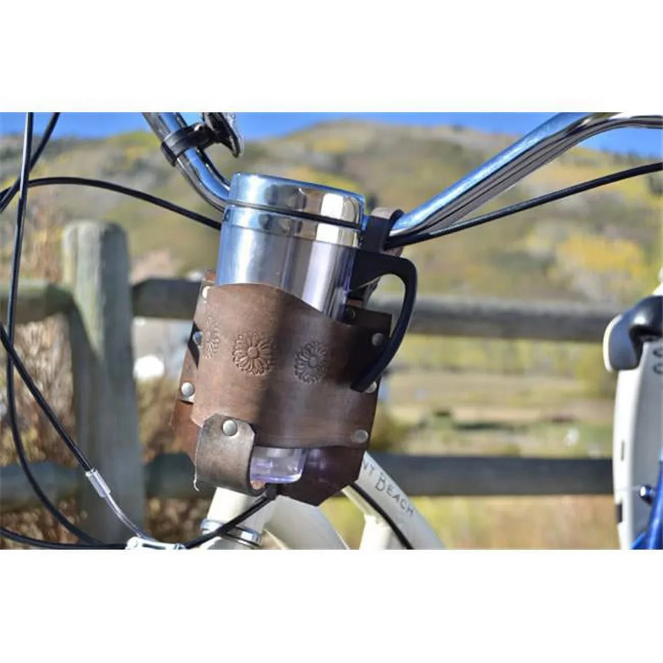 Rocky Mountain Holster Cup Holder For Bikes With Flower Sizetamps - Distressed Brown & Grey