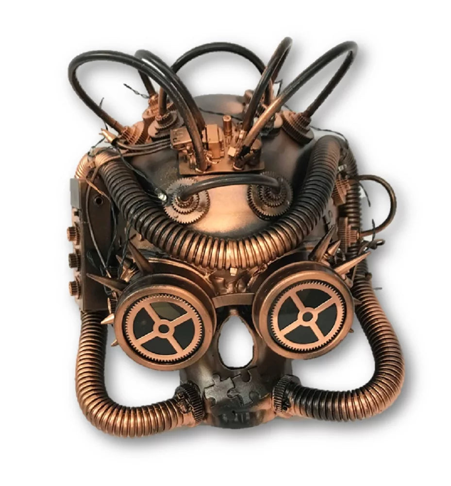 Sizeteampunk LED Light-Up Sizekull Mask Goggles Copper Metallic Masquerade Adult Post